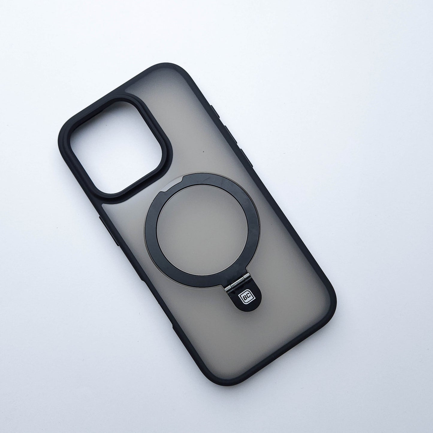 Translucent Phone Case with Metal Ring Stand - Black POLARCASE