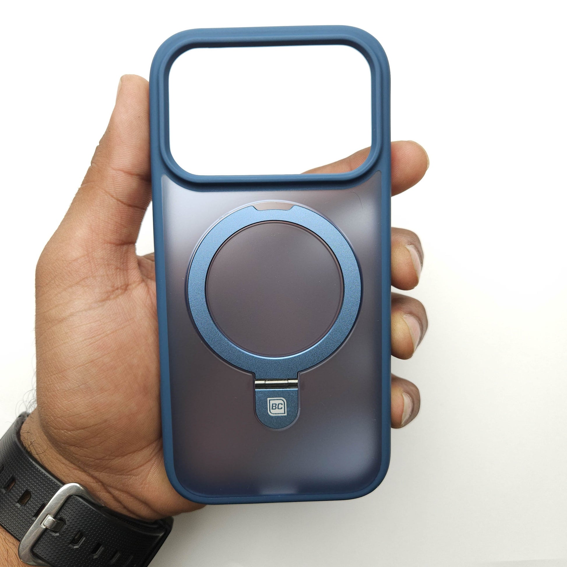 Translucent Phone Case with Metal Ring Stand - Blue POLARCASE