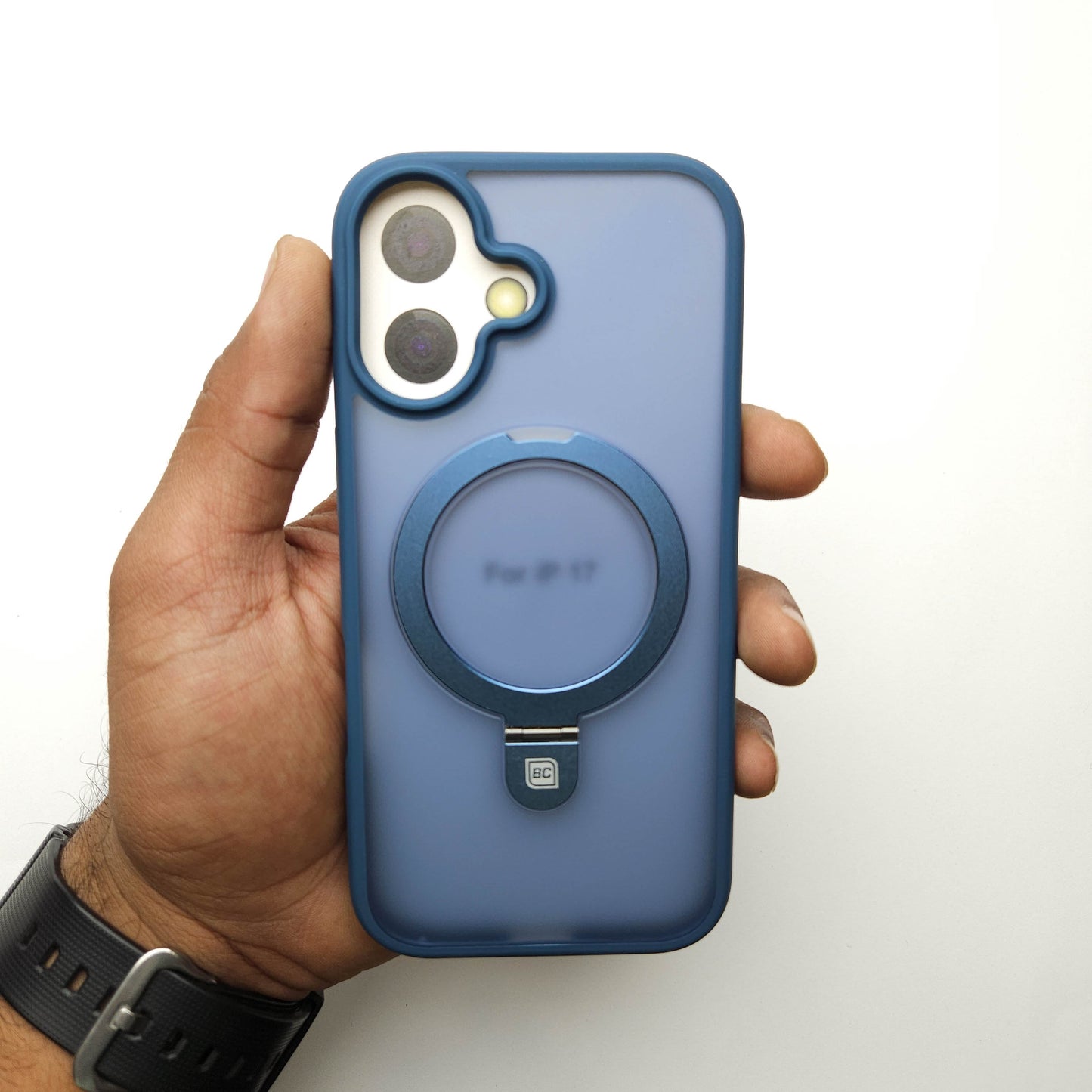 Translucent Phone Case with Metal Ring Stand - Blue POLARCASE