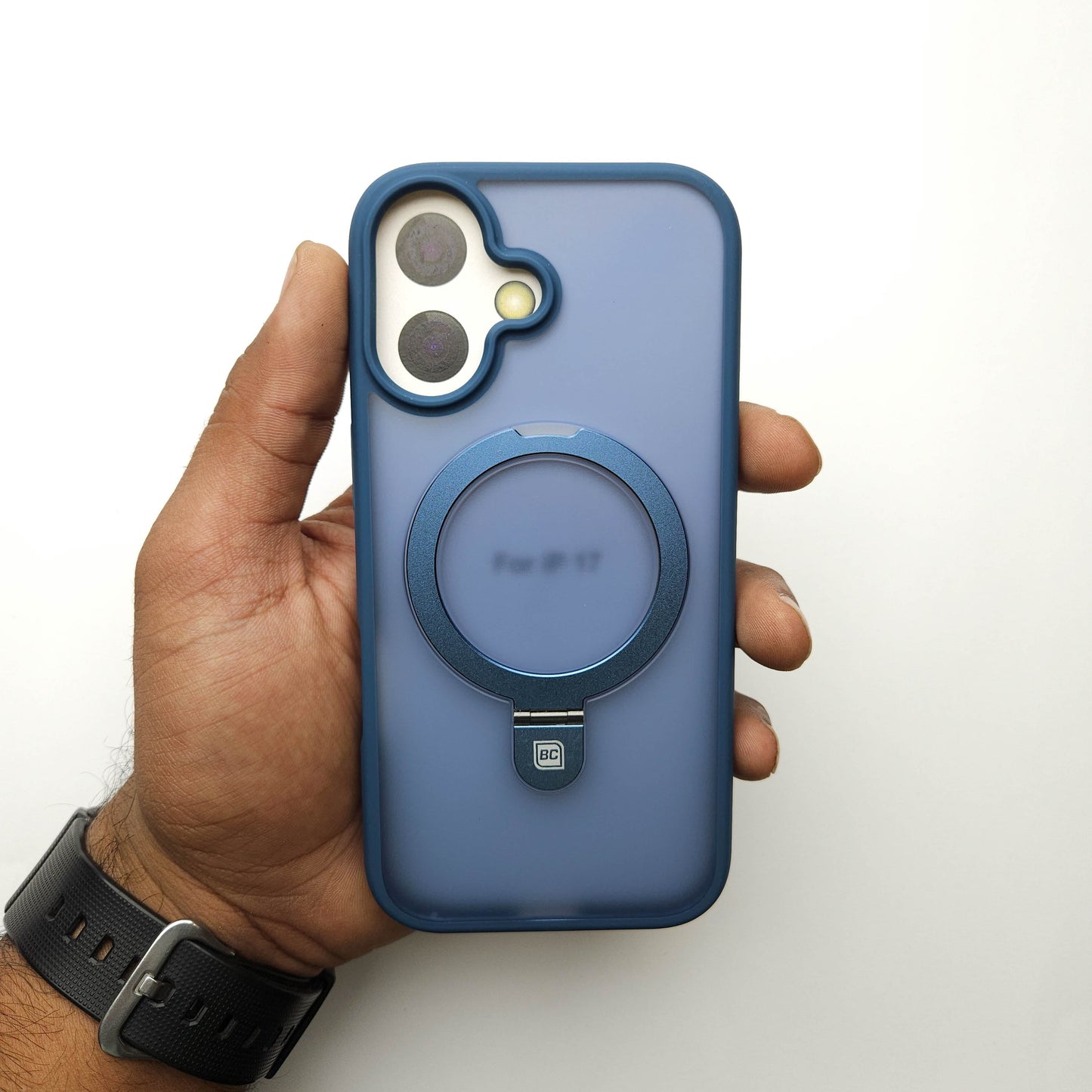 Translucent Phone Case with Metal Ring Stand - Blue POLARCASE