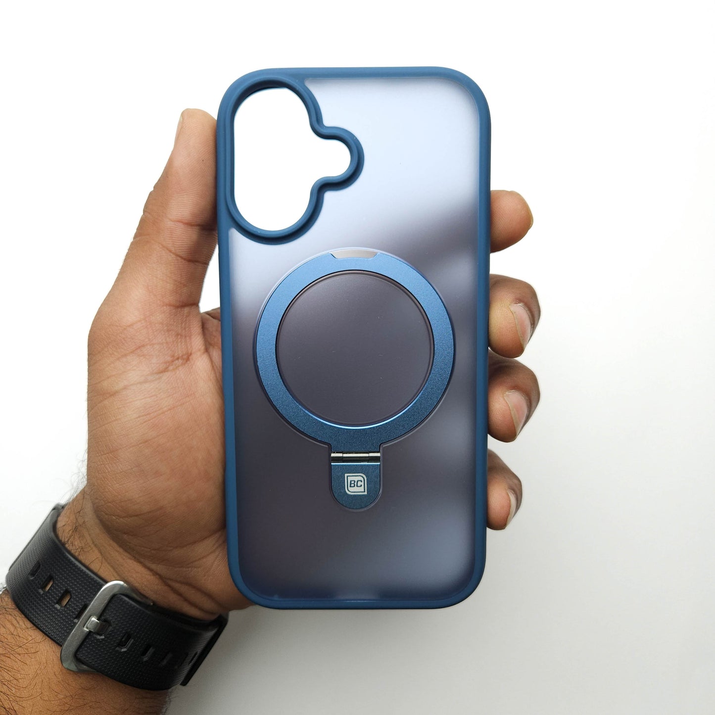 Translucent Phone Case with Metal Ring Stand - Blue POLARCASE