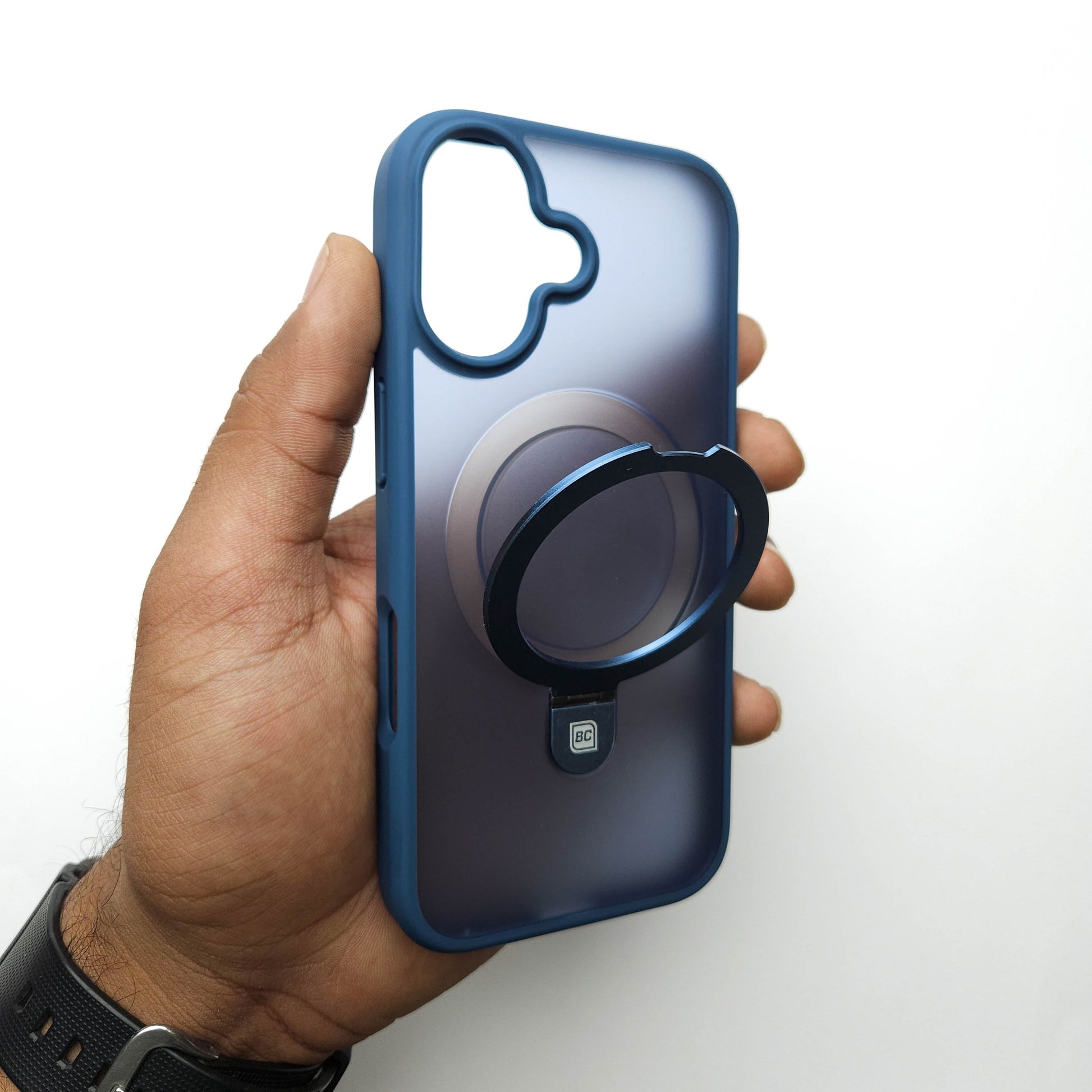 Translucent Phone Case with Metal Ring Stand - Blue POLARCASE