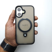 Translucent Phone Case with Metal Ring Stand - Black POLARCASE