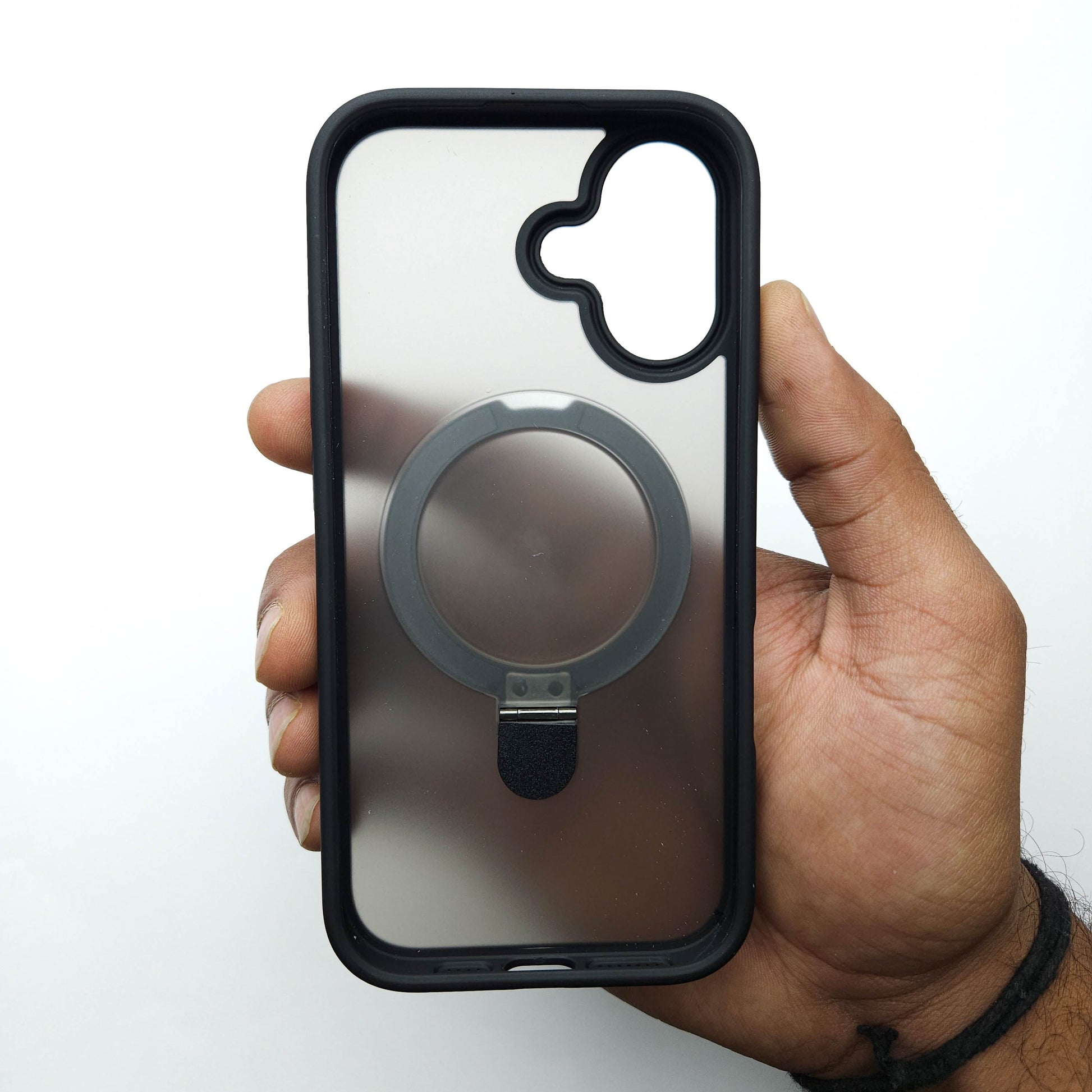 Translucent Phone Case with Metal Ring Stand - Black POLARCASE