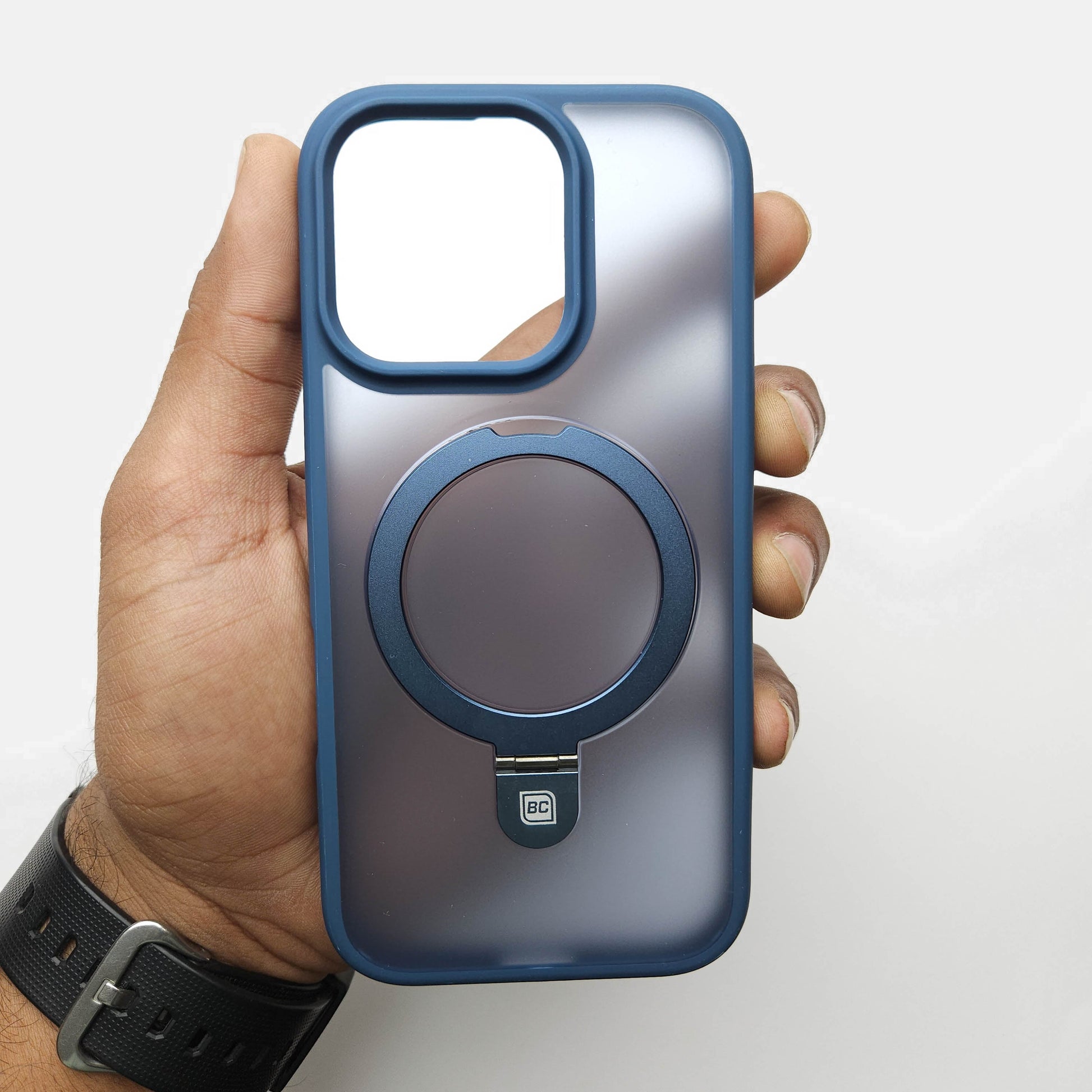 Translucent Phone Case with Metal Ring Stand - Blue POLARCASE