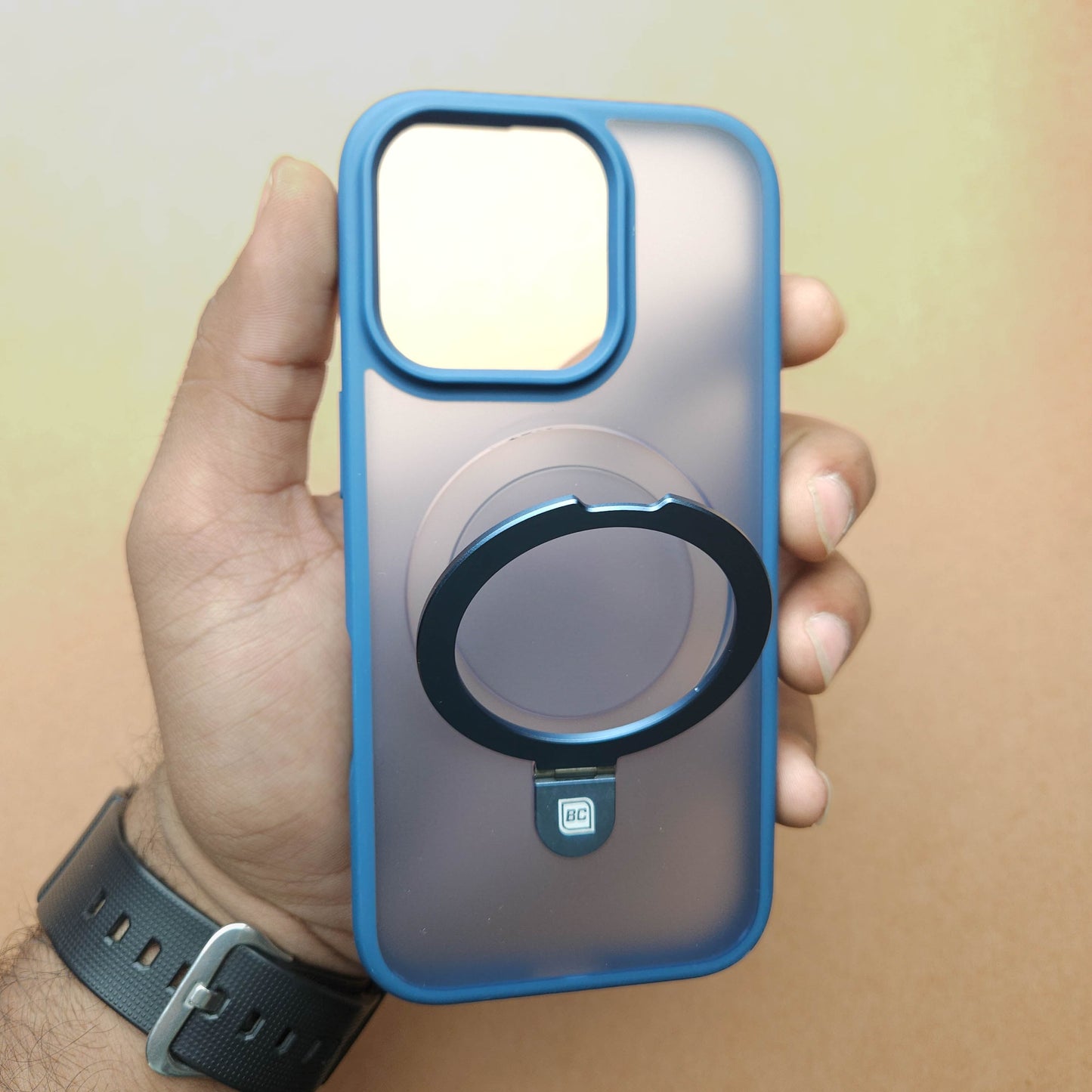 Translucent Phone Case with Metal Ring Stand - Blue POLARCASE