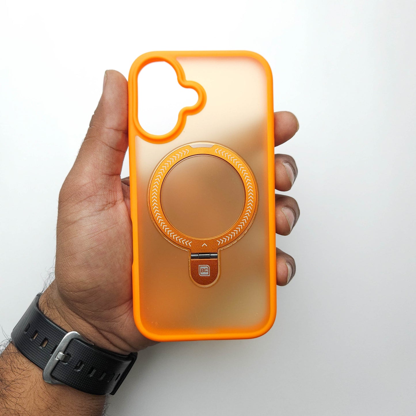 Translucent Phone Case with Metal Ring stand - Orange POLARCASE