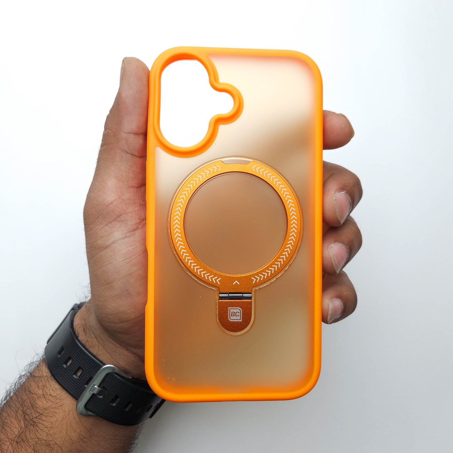 Translucent Phone Case with Metal Ring stand - Orange POLARCASE
