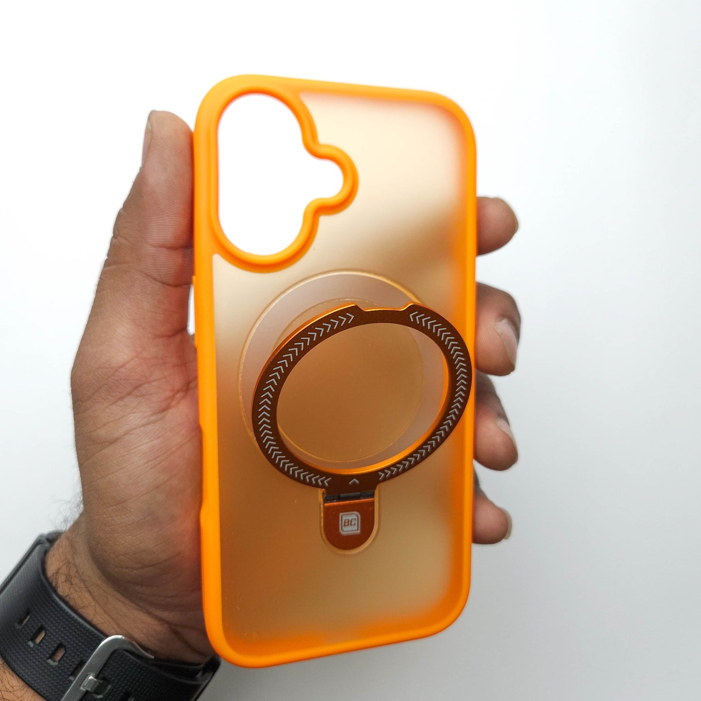 Translucent Phone Case with Metal Ring stand - Orange POLARCASE