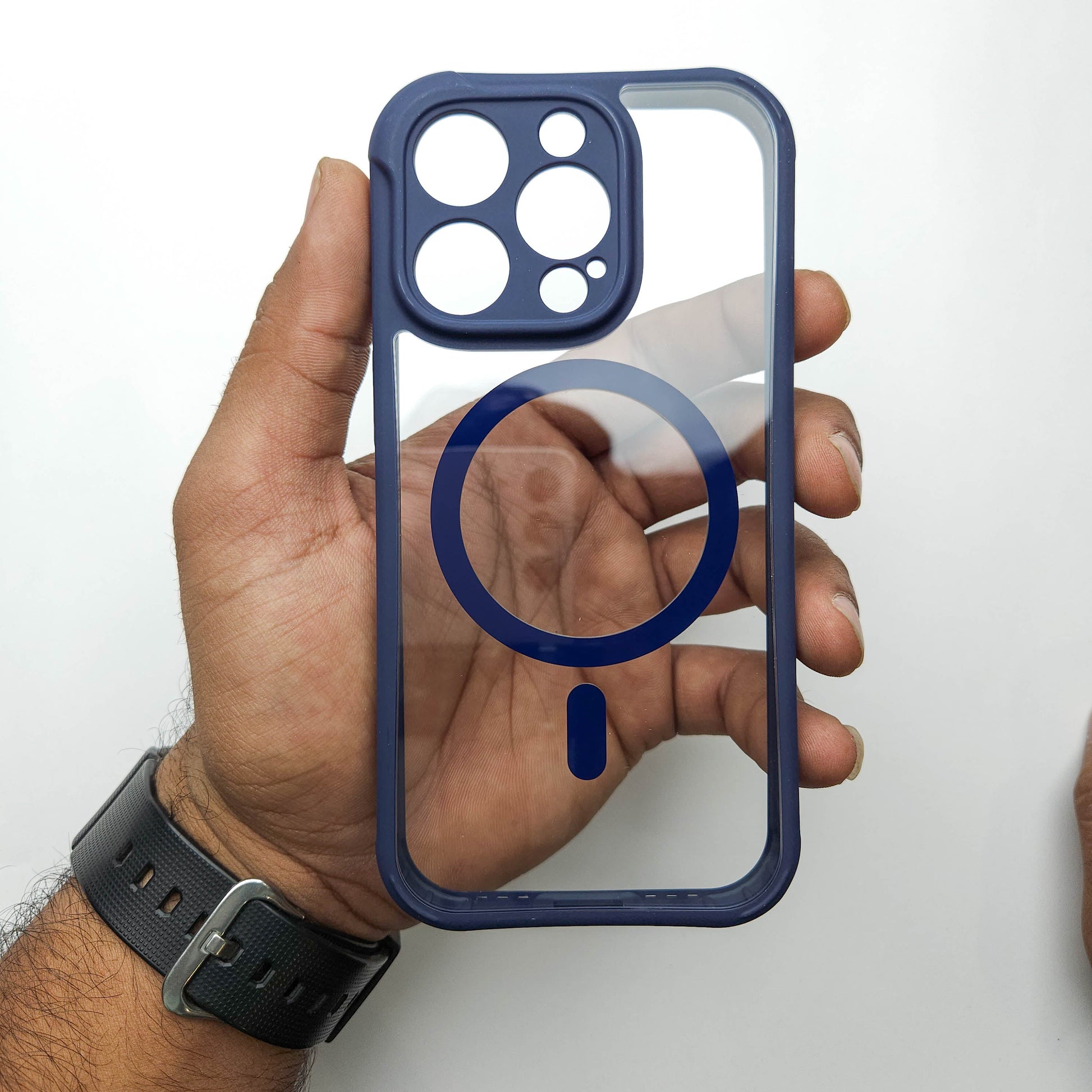 Transparent iPhone Case with Soft Blue Edge - Anti Yellow Case POLARCASE