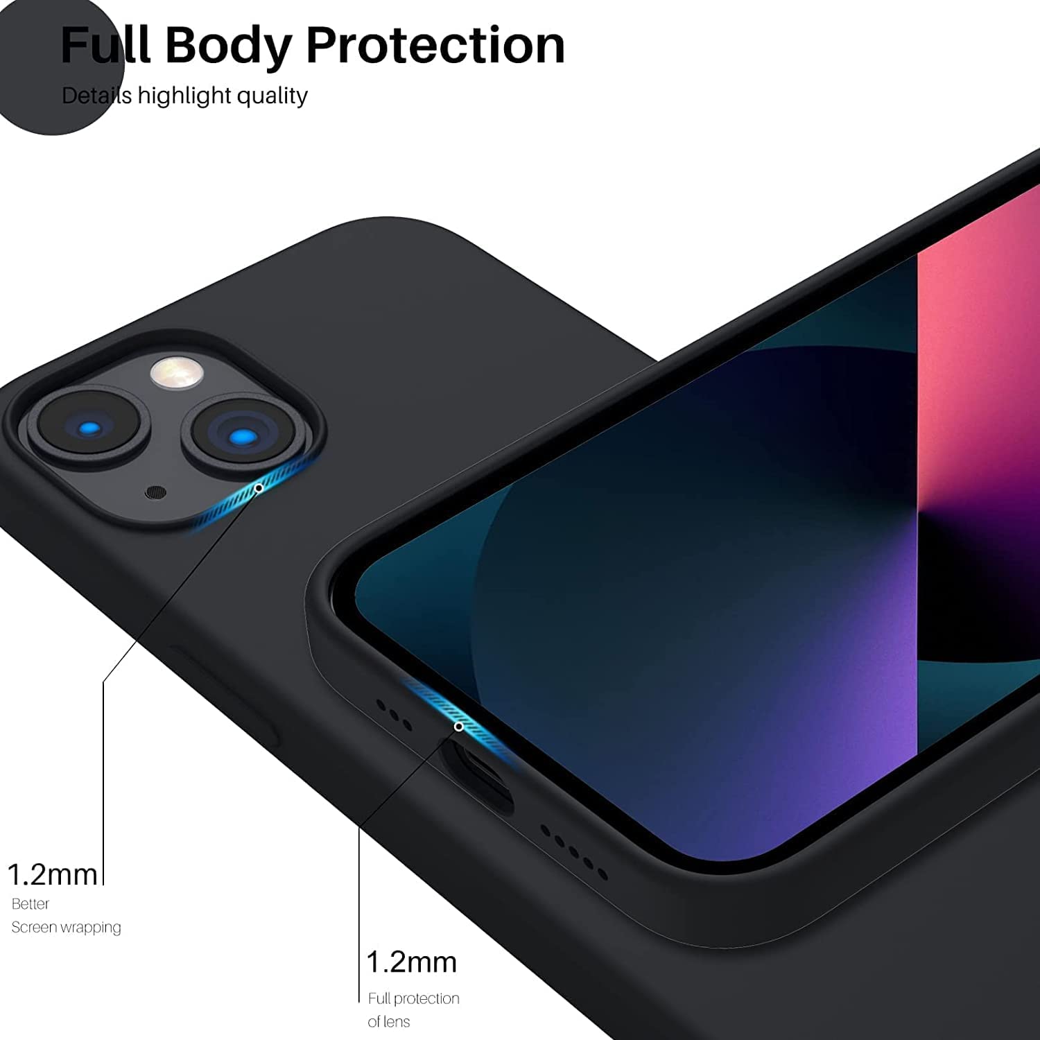 Black Liquid Silicone Case for iPhone POLARINDIA