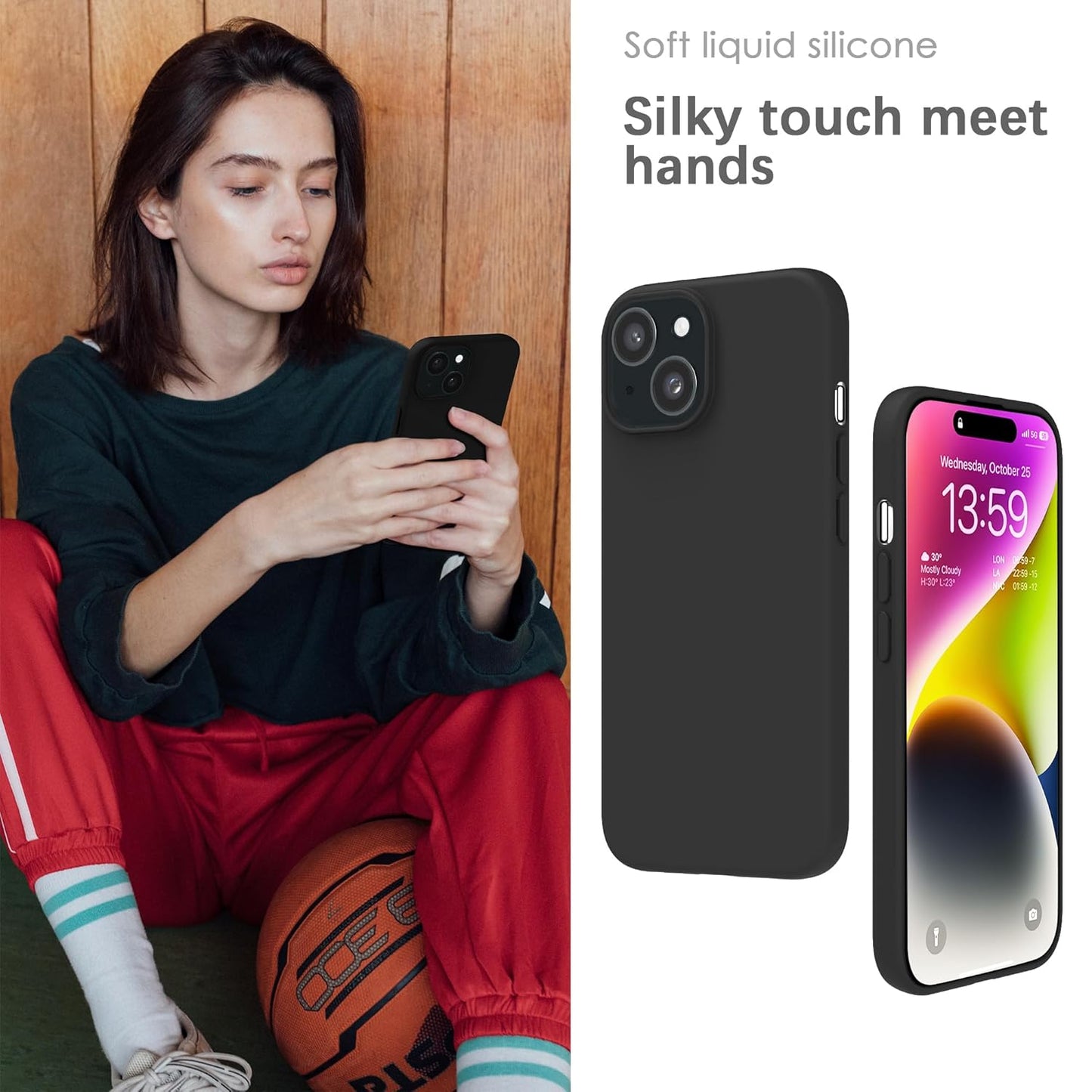 Black Liquid Silicone Case for iPhone POLARINDIA