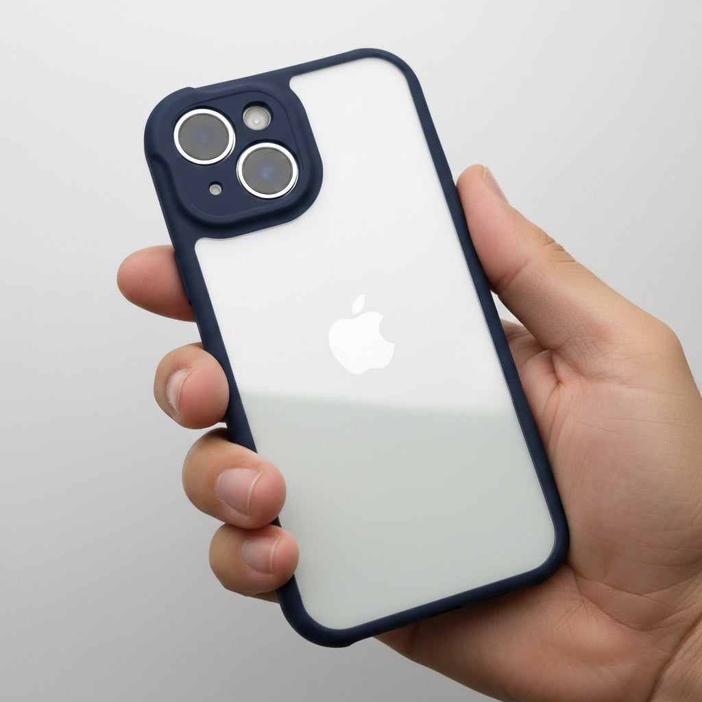 Transparent iPhone Case with Soft Blue Edge - Anti Yellow Case POLARCASE