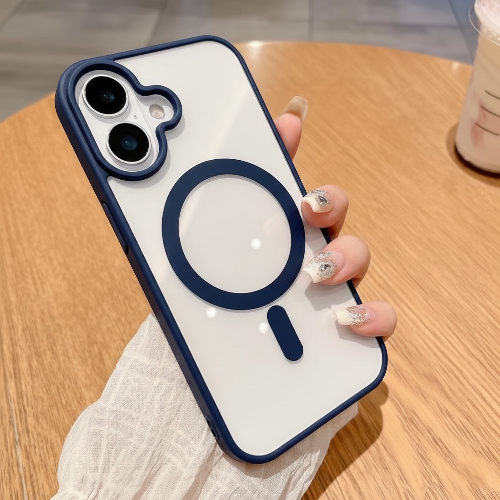 Transparent iPhone Case with Soft Blue Edge - Anti Yellow Case POLARCASE