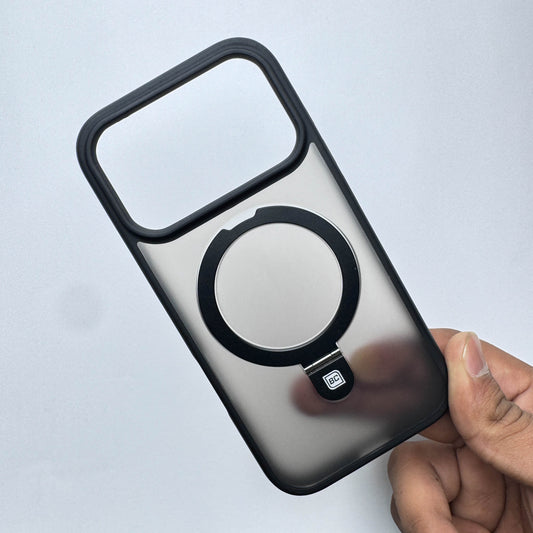 Translucent Phone Case with Metal Ring Stand - Black POLARCASE