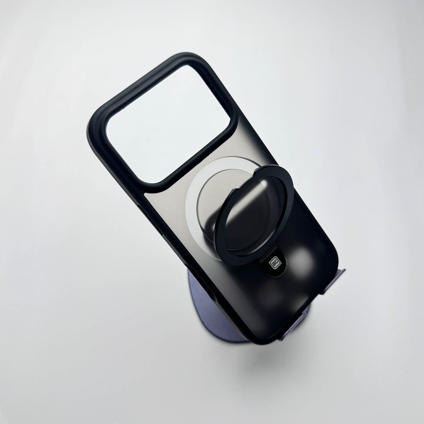 Translucent Phone Case with Metal Ring Stand - Black POLARCASE